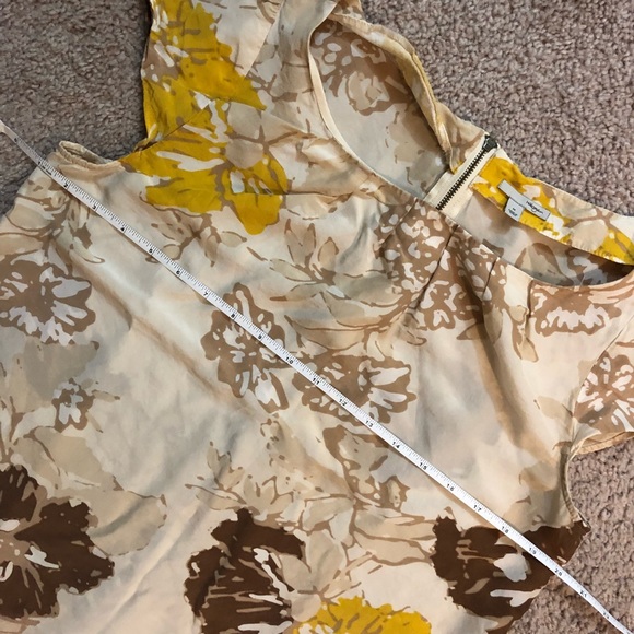 Halogen yellow brown flower capsleeve Top Sz med - Picture 6 of 7